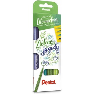Zestaw do liternictwa Pentel Brush Sign Pen "Zielone jagody" Pentel