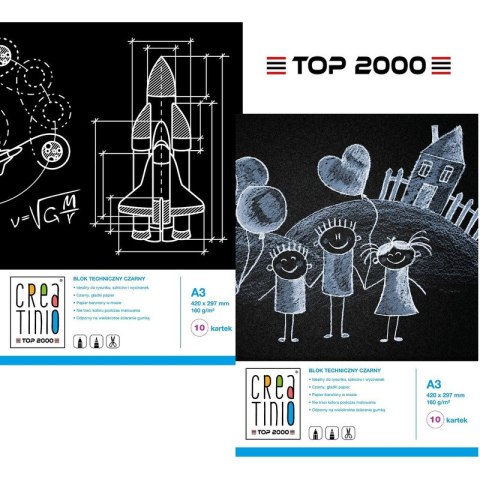 Blok techniczny Top 2000 Creatinio A3/10k czarny Top 2000 Blok techniczny Top 2000 Creatinio A3/10k czarny Top 2000