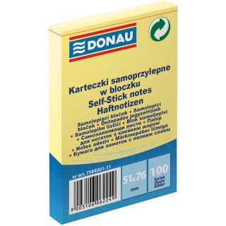 Karteczki Donau 51x76mm żółte (100) Donau