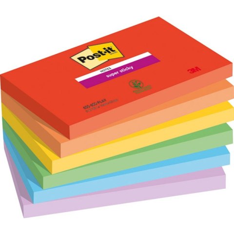 Karteczki Post-it Super Sticky 76x127mm (655-6SS-PLAY) mix kolorów (6x90) Post-it Karteczki Post-it Super Sticky 76x127mm (655-6SS-PLAY) mix kolorów (6x90) Post-it