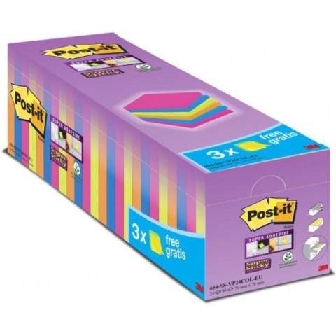 Karteczki Post-it Super Sticky 76x76mm (654-SS-VP24COL) mix kolorów (24x90) Post-it Karteczki Post-it Super Sticky 76x76mm (654-SS-VP24COL) mix kolorów (24x90) Post-it