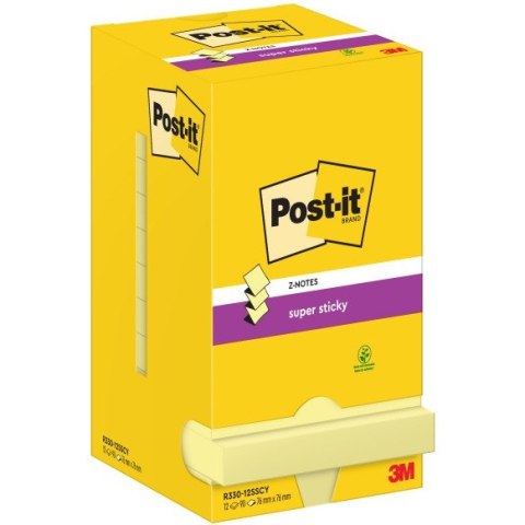 Karteczki Post-it Super Sticky Z-Notes 76x76mm (R330-12SSCY) żółte (12x90) Post-it Karteczki Post-it Super Sticky Z-Notes 76x76mm (R330-12SSCY) żółte (12x90) Post-it