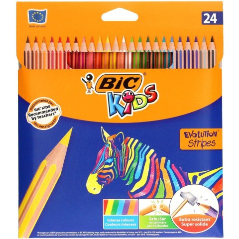 Kredki ołówkowe BiC Kids Evolution Stripes 24 kolory Bic Kredki ołówkowe BiC Kids Evolution Stripes 24 kolory Bic