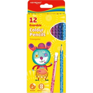 Kredki ołówkowe Keyroad Erasable 12 kolorów KEYROAD