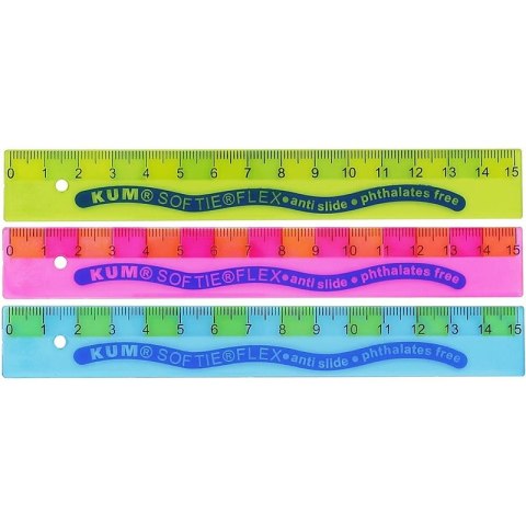 Linijka plastikowa Kum Softie Flex 15cm mix kolorów Kum Linijka plastikowa Kum Softie Flex 15cm mix kolorów Kum