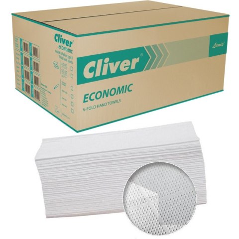 Ręczniki składane Cliver Economic V-Fold 1w makulatura białe (20x200) Cliver Ręczniki składane Cliver Economic V-Fold 1w makulatura białe (20x200) Cliver