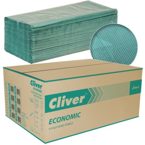 Ręczniki składane Cliver Economic V-Fold 1w makulatura zielone (20x200) Cliver Ręczniki składane Cliver Economic V-Fold 1w makulatura zielone (20x200) Cliver
