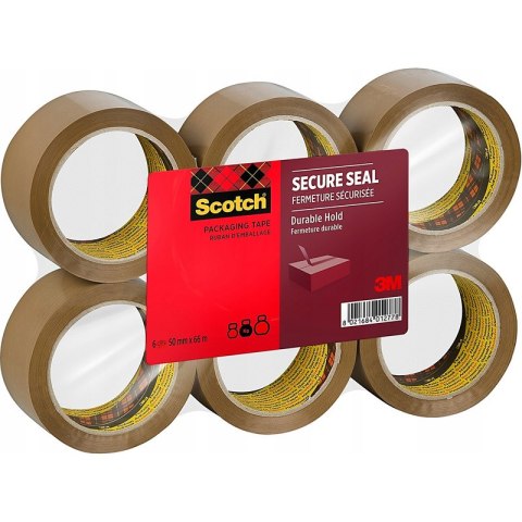 Taśma pakowa Scotch Secure Seal 50mm/66m brązowa (6 sztuk) Scotch Taśma pakowa Scotch Secure Seal 50mm/66m brązowa (6 sztuk) Scotch