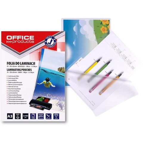 Folia laminacyjna Office Products A3 2x100µm błyszcząca (100) Office Products Folia laminacyjna Office Products A3 2x100µm błyszcząca (100) Office Products