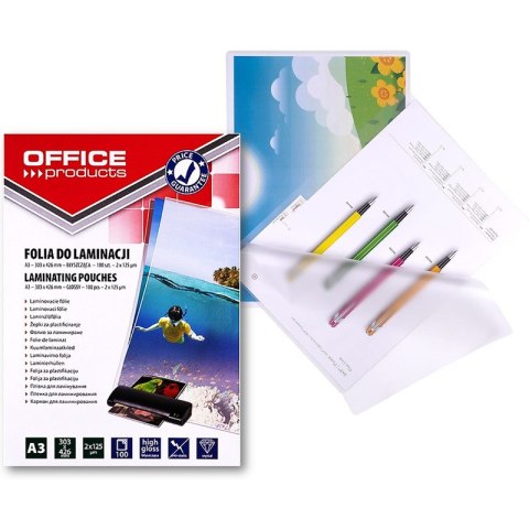 Folia laminacyjna Office Products A3 2x125µm błyszcząca (100) Office Products Folia laminacyjna Office Products A3 2x125µm błyszcząca (100) Office Products
