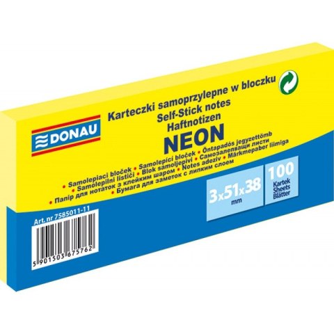 Karteczki Donau 38x51mm neon żółte (3x100) Donau Karteczki Donau 38x51mm neon żółte (3x100) Donau