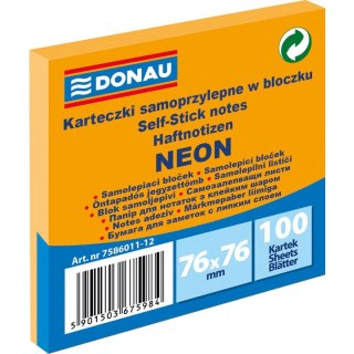 Karteczki Donau 76x76mm neon pomarańczowe (100) Donau