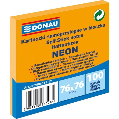 Karteczki Donau 76x76mm neon pomarańczowe (100) Donau Karteczki Donau 76x76mm neon pomarańczowe (100) Donau