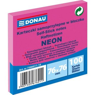 Karteczki Donau 76x76mm neon różowe (100) Donau