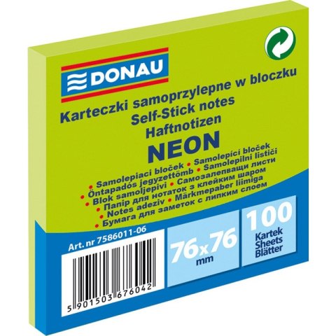 Karteczki Donau 76x76mm neon zielone (100) Donau Karteczki Donau 76x76mm neon zielone (100) Donau