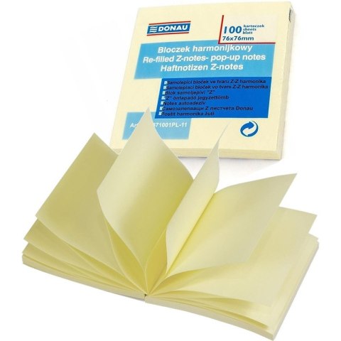Karteczki Donau 76x76mm typ Z jasnożółte (100) Donau Karteczki Donau 76x76mm typ Z jasnożółte (100) Donau