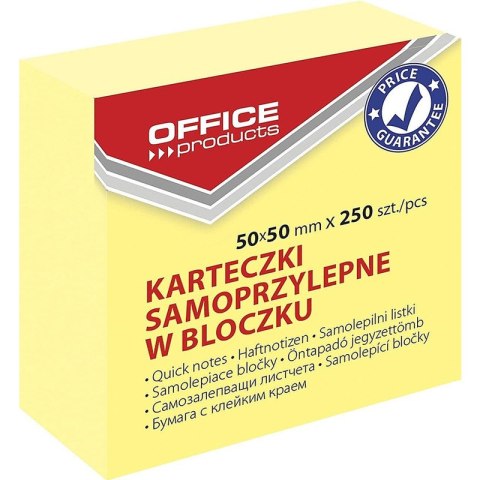 Karteczki Office Products 50x50mm pastel jasnożółte (250) Office Products Karteczki Office Products 50x50mm pastel jasnożółte (250) Office Products
