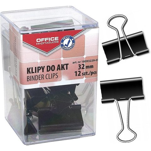 Klipy do dokumentów Office Products 32mm czarne (12) Office Products Klipy do dokumentów Office Products 32mm czarne (12) Office Products