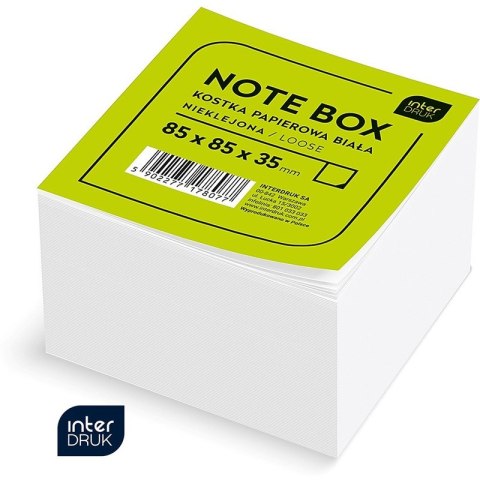 Kostka papierowa Interdruk 85x85x35mm nieklejona biała Interdruk Kostka papierowa Interdruk 85x85x35mm nieklejona biała Interdruk