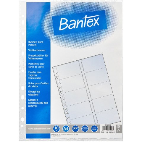 Koszulki na wizytówki Bantex 24x32cm/100µm krystaliczne (10) Bantex Koszulki na wizytówki Bantex 24x32cm/100µm krystaliczne (10) Bantex