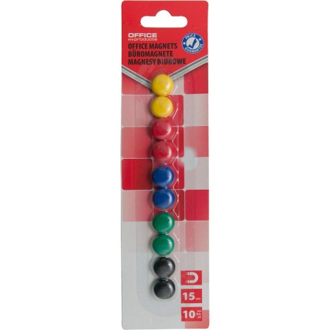 Magnesy do tablic Office Products śr.15mm mix kolorów (10) Office Products