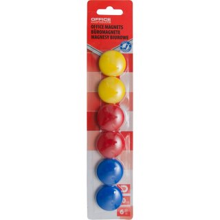 Magnesy do tablic Office Products śr.30mm mix kolorów (6) Office Products