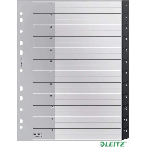 Przekładki PP Leitz Recycle A4 Maxi 1-12 czarne Leitz Przekładki PP Leitz Recycle A4 Maxi 1-12 czarne Leitz