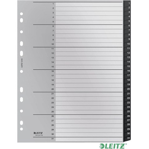 Przekładki PP Leitz Recycle A4 Maxi 1-31 czarne Leitz Przekładki PP Leitz Recycle A4 Maxi 1-31 czarne Leitz