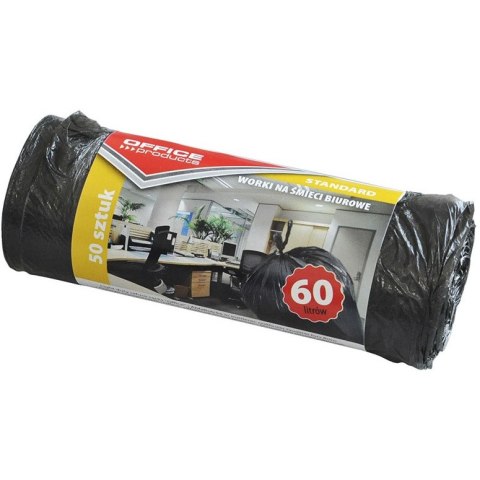 Worki na śmieci Office Products 60L HDPE czarne (50) Office Products Worki na śmieci Office Products 60L HDPE czarne (50) Office Products