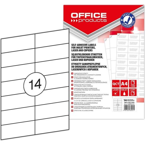 Etykiety Office Products A4 105x42.3mm białe (100) Office Products Etykiety Office Products A4 105x42.3mm białe (100) Office Products