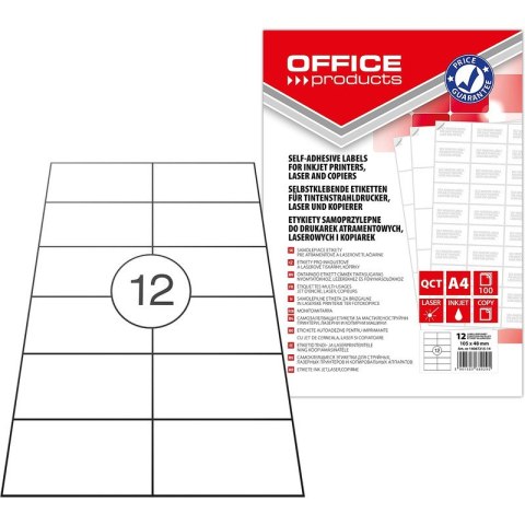 Etykiety Office Products A4 105x48mm białe (100) Office Products Etykiety Office Products A4 105x48mm białe (100) Office Products