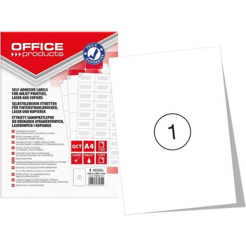 Etykiety Office Products A4 199.6x289.1mm białe (100) Office Products Etykiety Office Products A4 199.6x289.1mm białe (100) Office Products