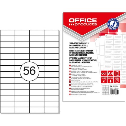 Etykiety Office Products A4 52.5x21.2mm białe (100) Office Products Etykiety Office Products A4 52.5x21.2mm białe (100) Office Products