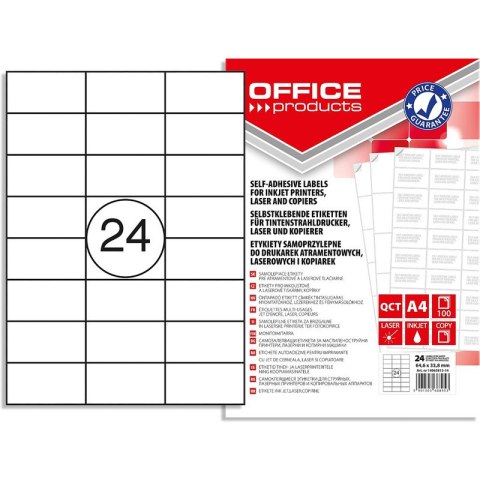 Etykiety Office Products A4 64.6x33.8mm białe (100) Office Products Etykiety Office Products A4 64.6x33.8mm białe (100) Office Products