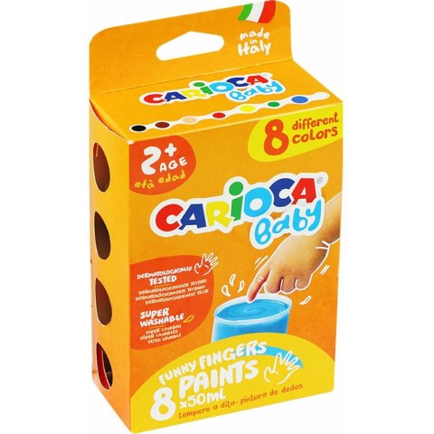 Farba do malowania palcami Carioca Baby 50ml x8 kolorów CARIOCA Farba do malowania palcami Carioca Baby 50ml x8 kolorów CARIOCA