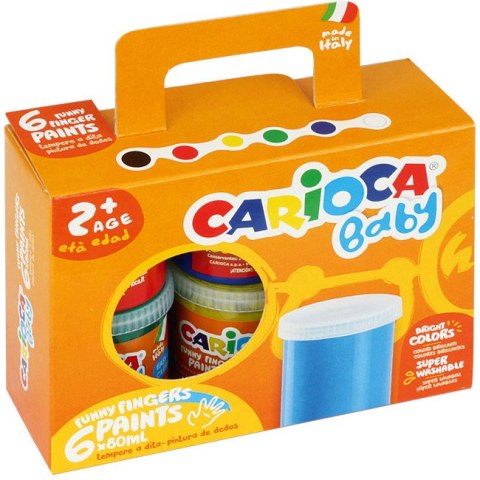 Farba do malowania palcami Carioca Baby 80ml x6 kolorów CARIOCA Farba do malowania palcami Carioca Baby 80ml x6 kolorów CARIOCA