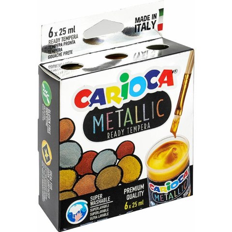 Farba tempera Carioca Metallic 25ml x6 kolorów CARIOCA Farba tempera Carioca Metallic 25ml x6 kolorów CARIOCA