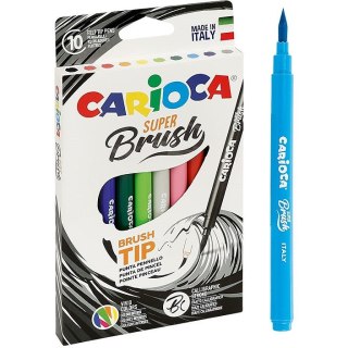 Flamastry Carioca Brush Tip 10 kolorów CARIOCA