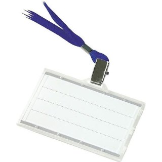 Identyfikator Donau 56x90mm PCV z taśmą niebieską Donau