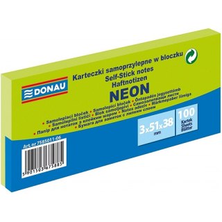 Karteczki Donau 38x51mm neon zielone (3x100) Donau