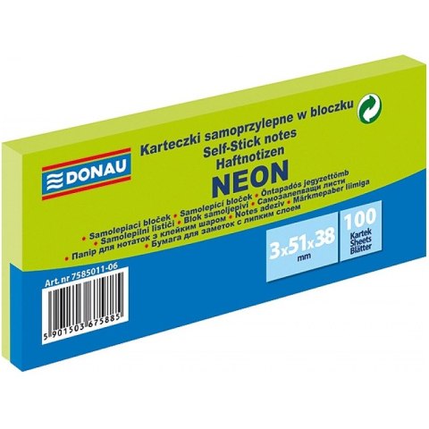 Karteczki Donau 38x51mm neon zielone (3x100) Donau