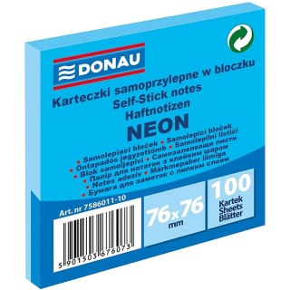 Karteczki Donau 76x76mm neon niebieskie (100) Donau