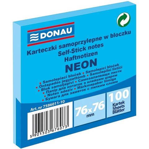 Karteczki Donau 76x76mm neon niebieskie (100) Donau Karteczki Donau 76x76mm neon niebieskie (100) Donau