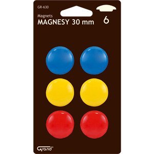 Magnesy do tablic Grand śr.30mm 3 kolory (3x2) Grand Magnesy do tablic Grand śr.30mm 3 kolory (3x2) Grand