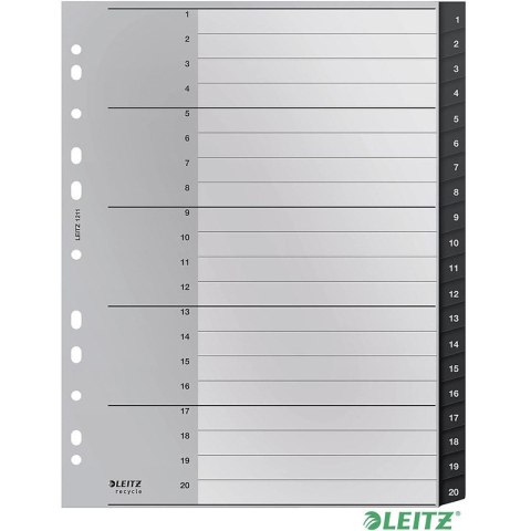Przekładki PP Leitz Recycle A4 Maxi 1-20 czarne Leitz Przekładki PP Leitz Recycle A4 Maxi 1-20 czarne Leitz