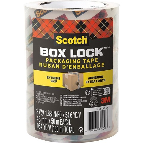 Taśma pakowa Scotch Box Lock 48mm/50m transparentna (3) Scotch Taśma pakowa Scotch Box Lock 48mm/50m transparentna (3) Scotch