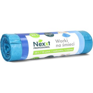 Worki na śmieci Nexxt 35L LDPE z taśmą niebieskie (15) NEXXT