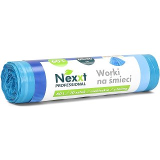 Worki na śmieci Nexxt 60L LDPE z taśmą niebieskie (10) NEXXT