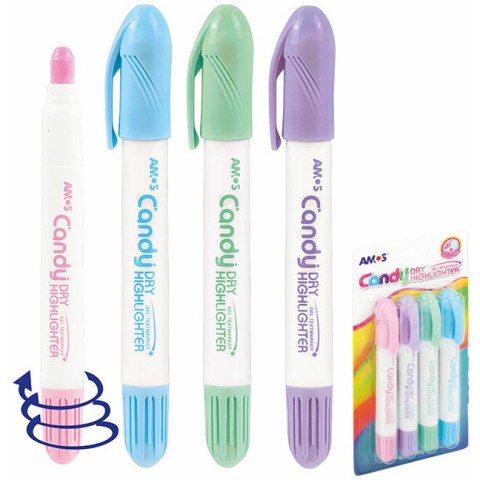 Zakreślacze w sztyfcie Amos Candy 4 kolory Amos Zakreślacze w sztyfcie Amos Candy 4 kolory Amos
