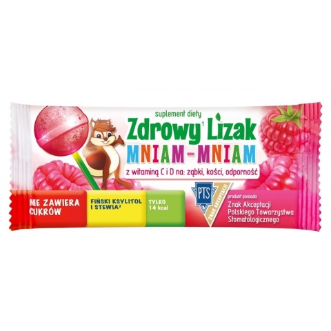 Mniam Mniam Starpharma Lizak Malinowy Z Witaminą D I C Bezglut. 6 g Mniam Mniam Starpharma Lizak Malinowy Z Witaminą D I C Bezglut. 6 g